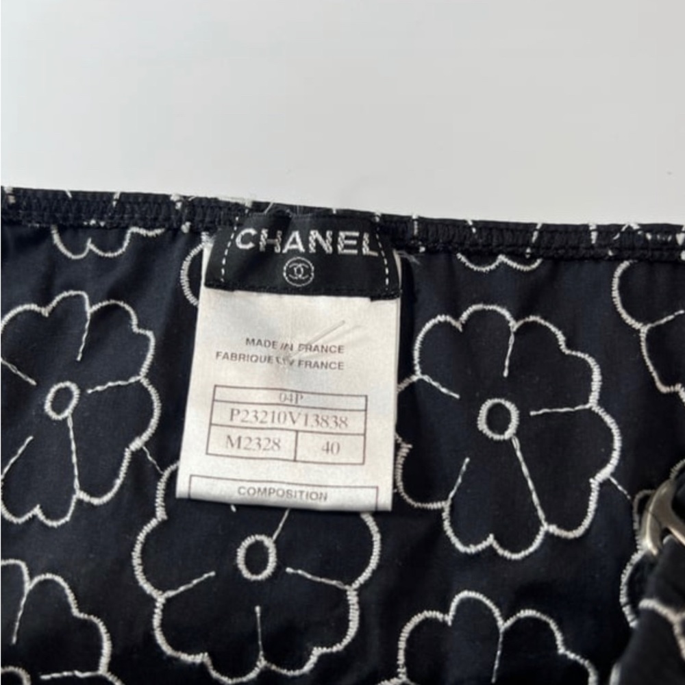 Vintage Chanel Black and White Camellia Flower Two Piece Bikini Bathing Suit - Picture 3 of 4